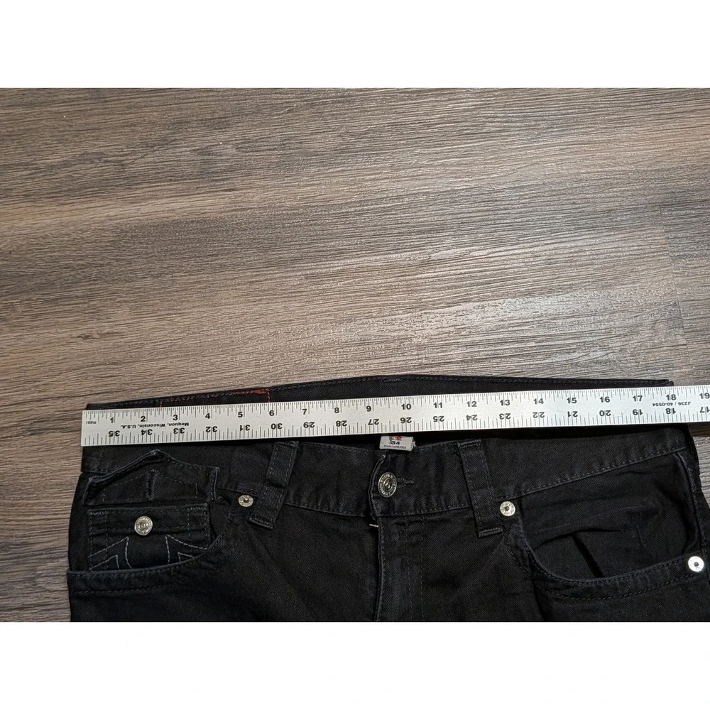 True Religion Mens Section Straight Black Denim Jeans Size 34 Y2K Streetwear